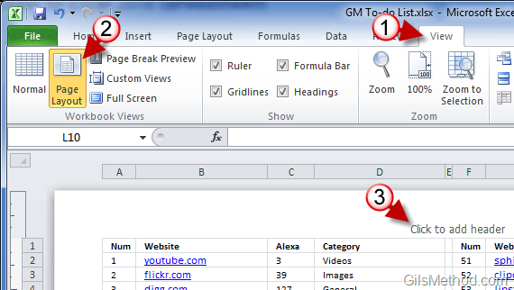 How To Add A Header And Footer To Excel 2010 Spreadsheets