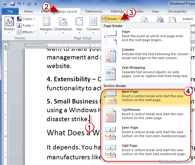 Create Sections In Word 2010 To Use Multiple Page Formats GilsMethod