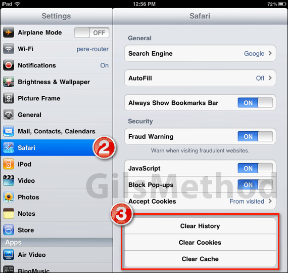 How To Clear Cookies History And Cache On The IPad