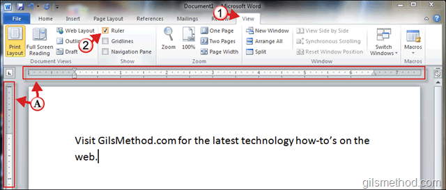 show side ruler in word