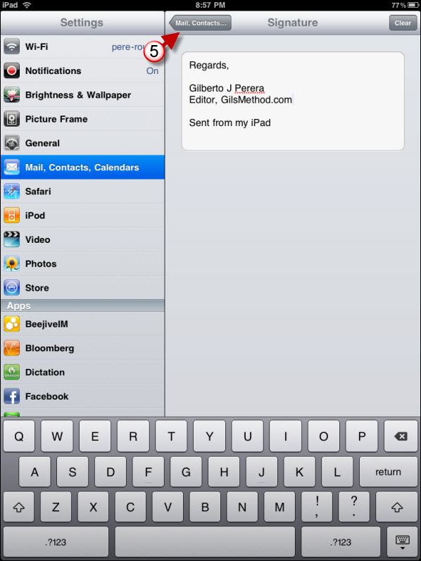 Change the Default Email Signature on the iPad