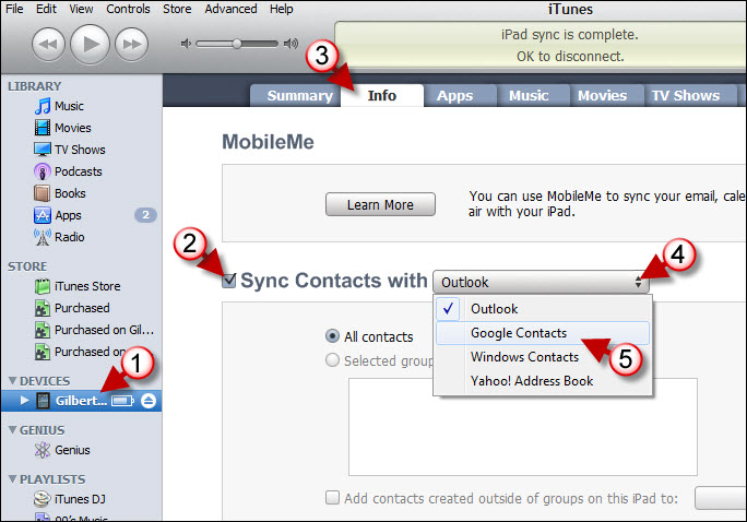 Sync Google Contacts to the iPad