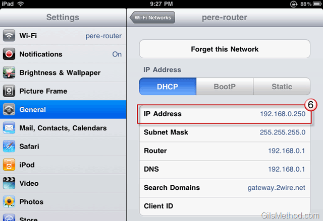 Locate iPad IP Address