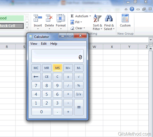 Access Calculator in Excel 2010