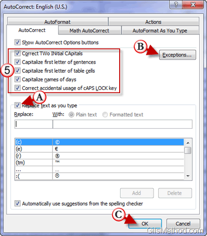 Disable AutoCorrect in Word 2010