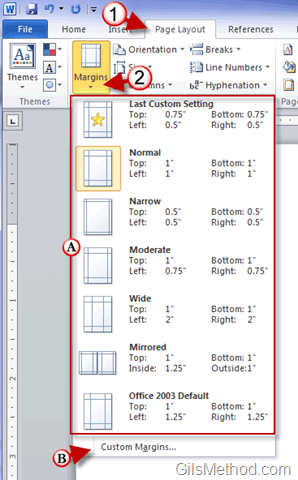 how to change the margins in word 2010 on just one page