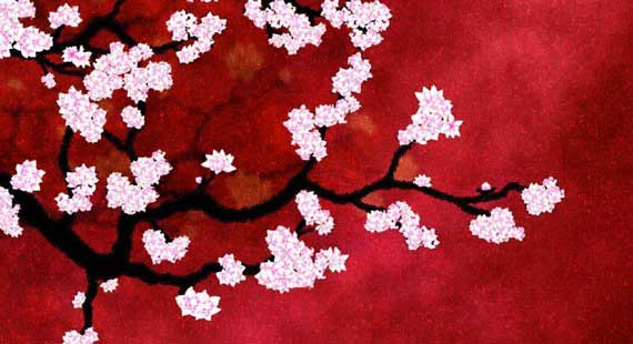 red cherry tree wallpaper